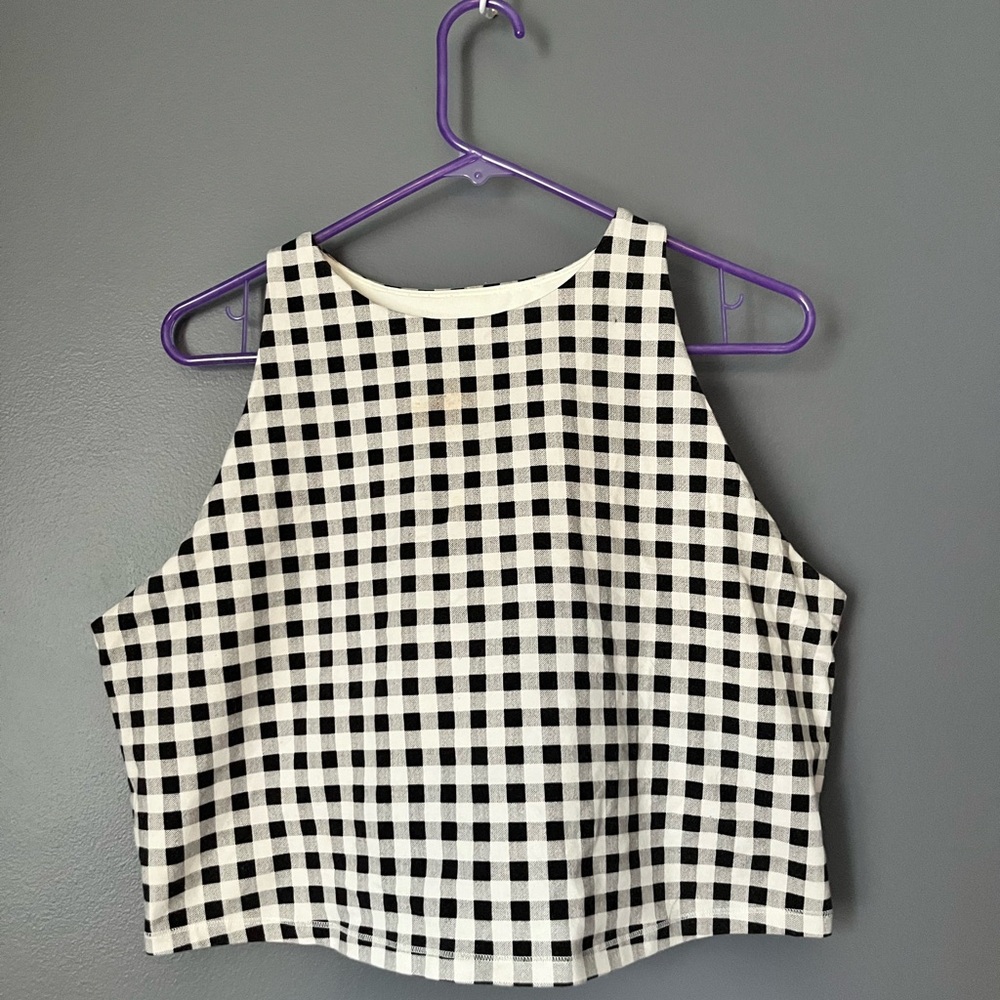 Old Navy Monochrome Gingham Crop Top